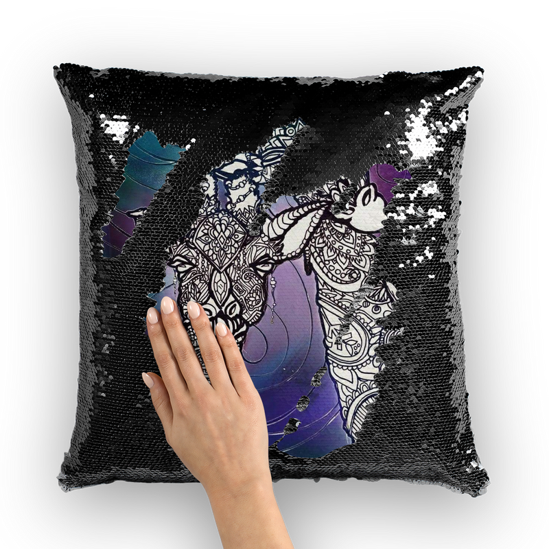 Cosmic Giraffe  ﻿Sequin Cushion Cover