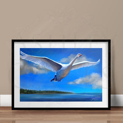 Flying Swan Art Print