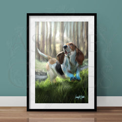 Happy Basset Full Art Print