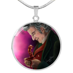 “My Precious” by Ashley Gates (Pink Background Variant) Luxury Circle Pendant Necklace