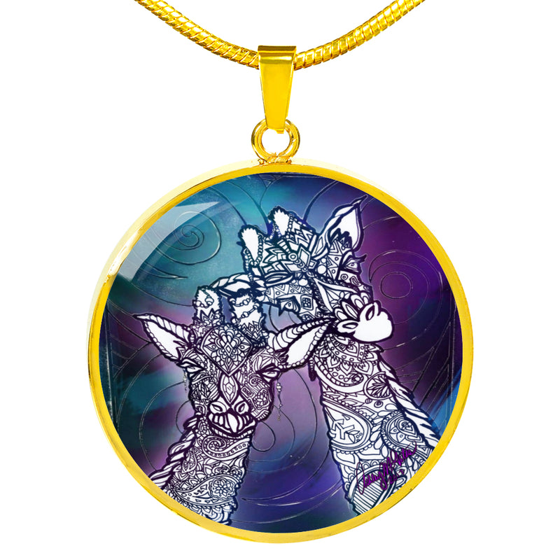 Ashley Gates Cosmic Giraffe Luxury Circle Pendant Necklace