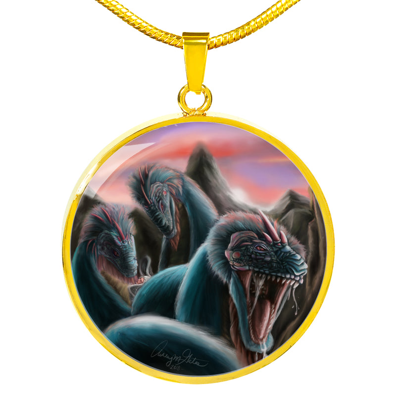 Ashley Gates Hydra And Angel Circle Pendant Luxury Necklace