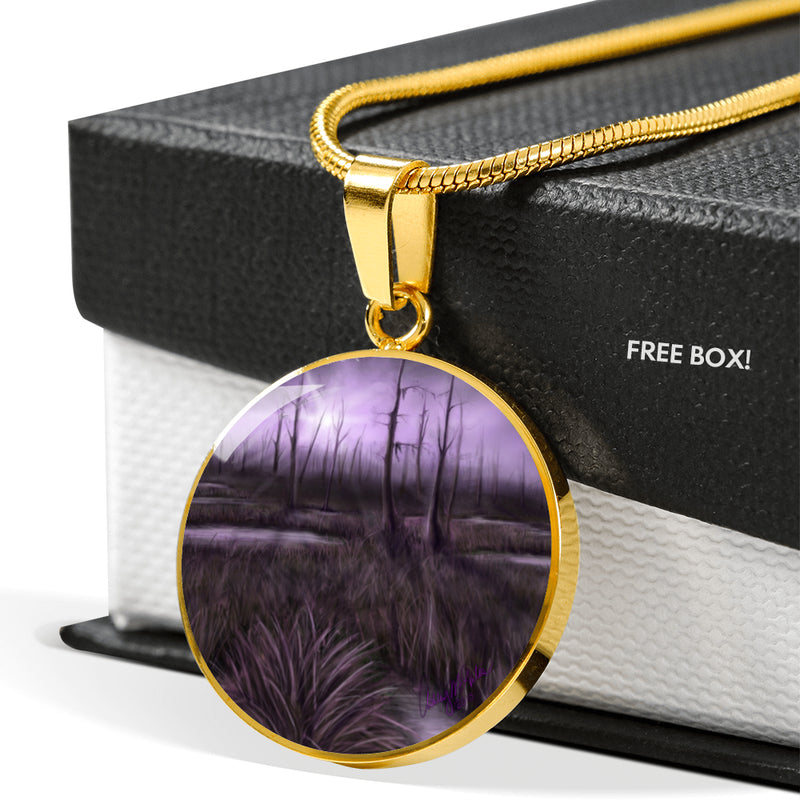 Ashley Gates Purple Swamp Circle Pendant Luxury Necklace