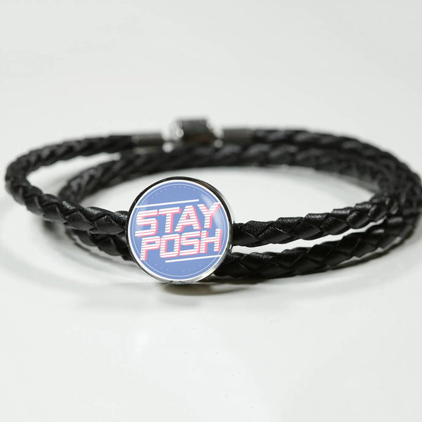 Posh Society Stay Posh Braided Leather Wrap Bracelet